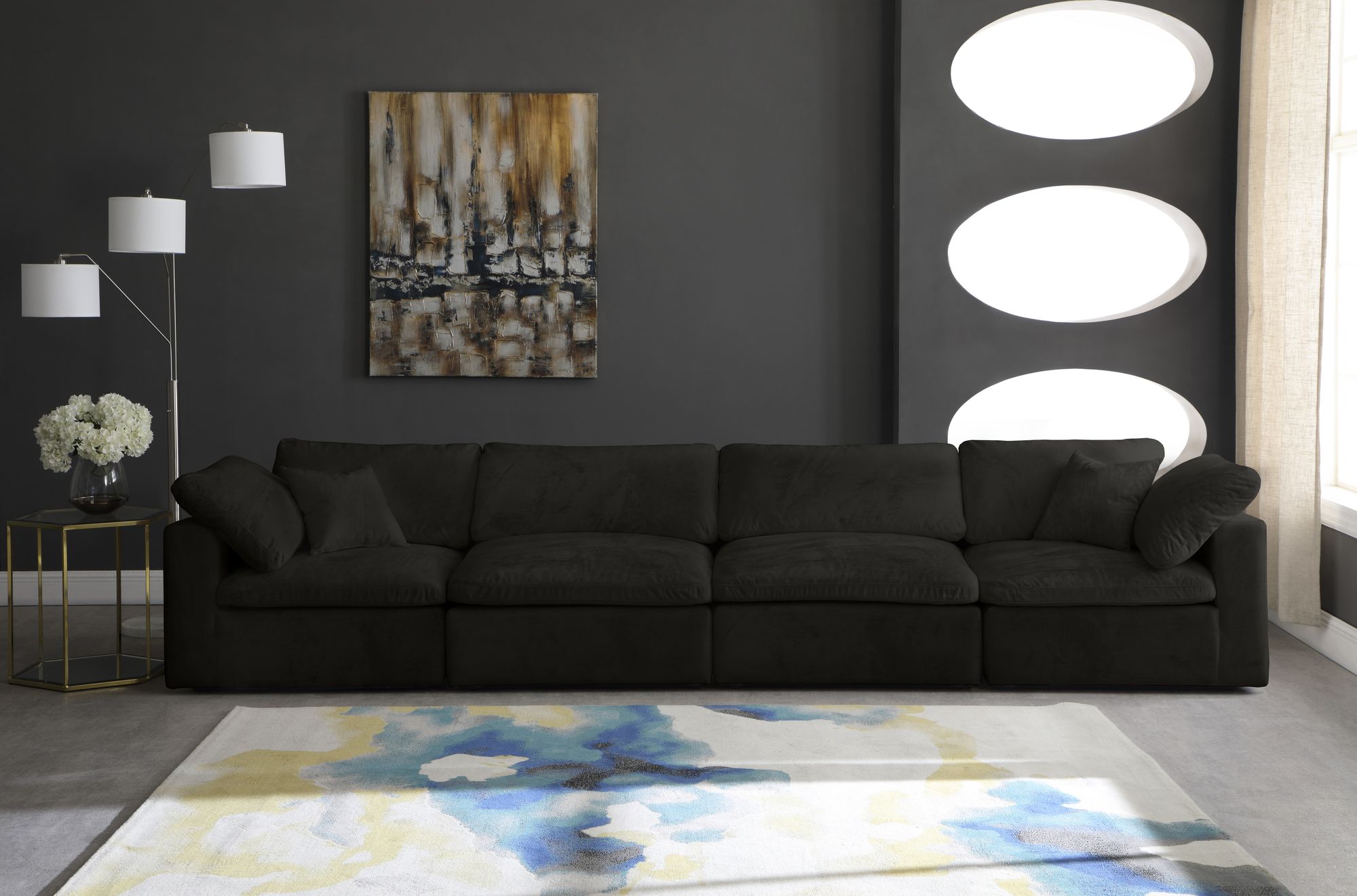Cozy 158" Velvet Comfort Modular Sofa