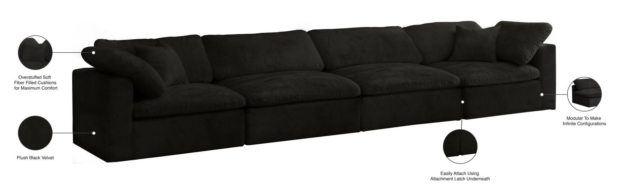 Cozy 158" Velvet Comfort Modular Sofa