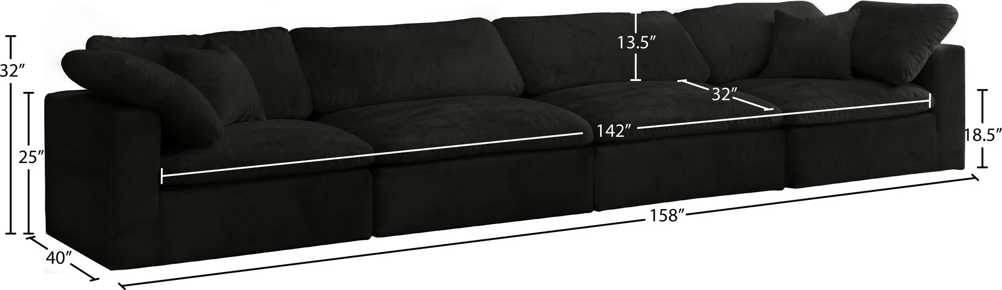 Cozy 158" Velvet Comfort Modular Sofa