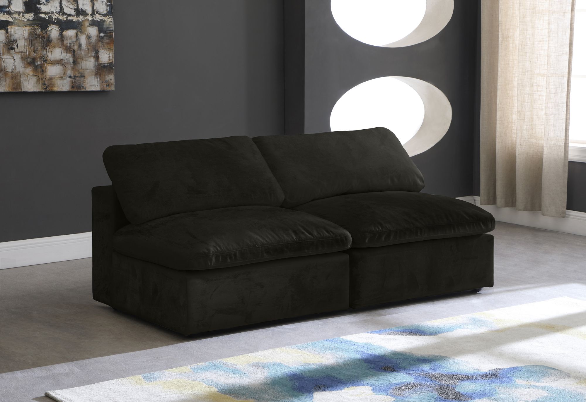 Cozy 78" Armless Velvet Comfort Modular Sofa