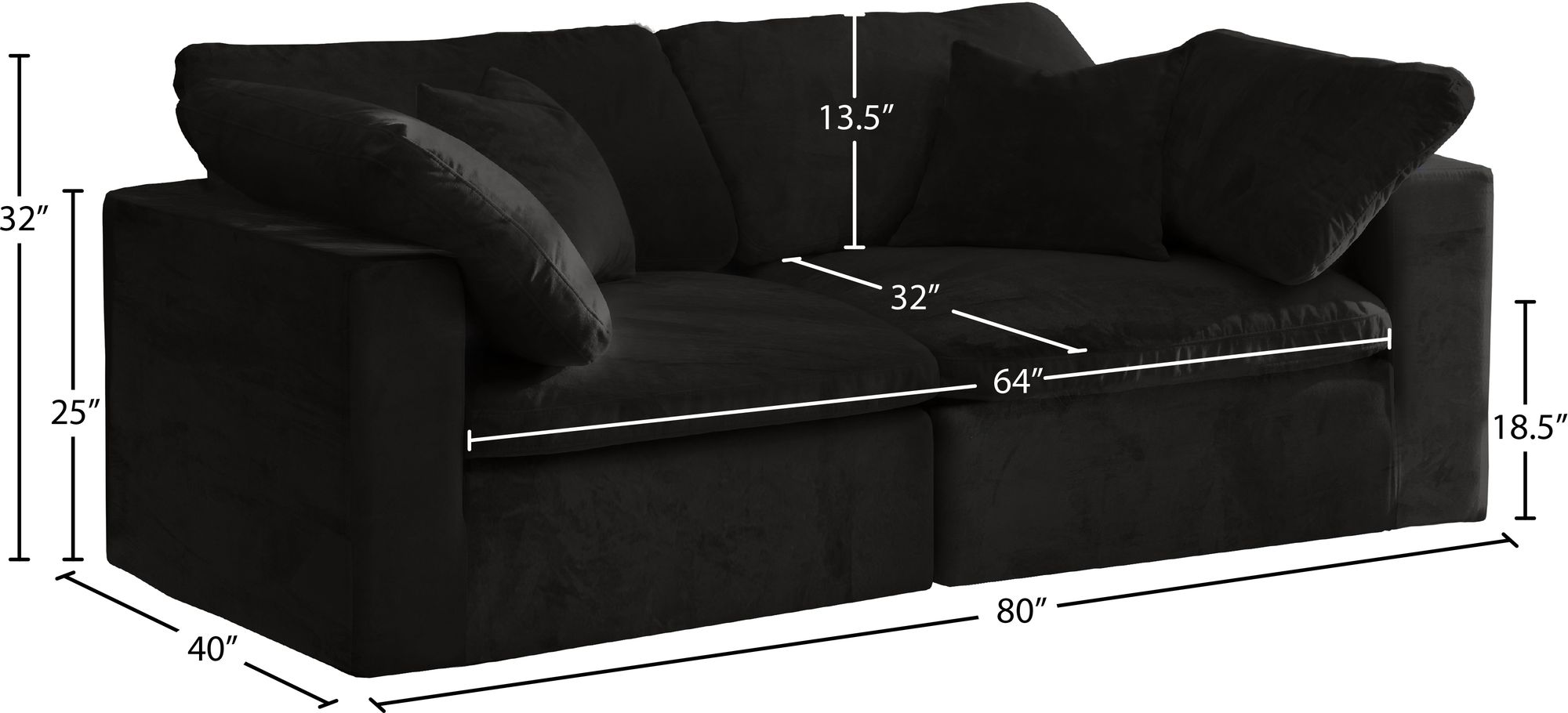 Cozy 80" Velvet Comfort Modular Sofa