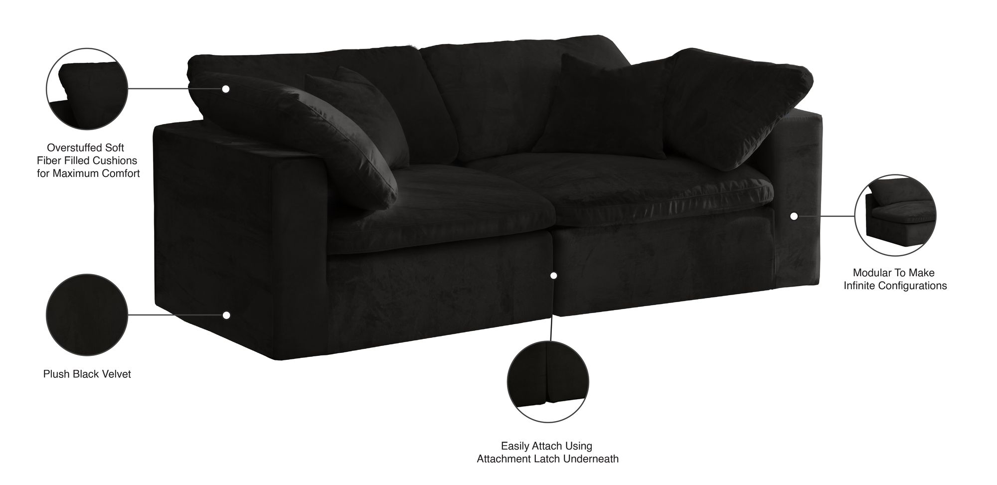 Cozy 80" Velvet Comfort Modular Sofa
