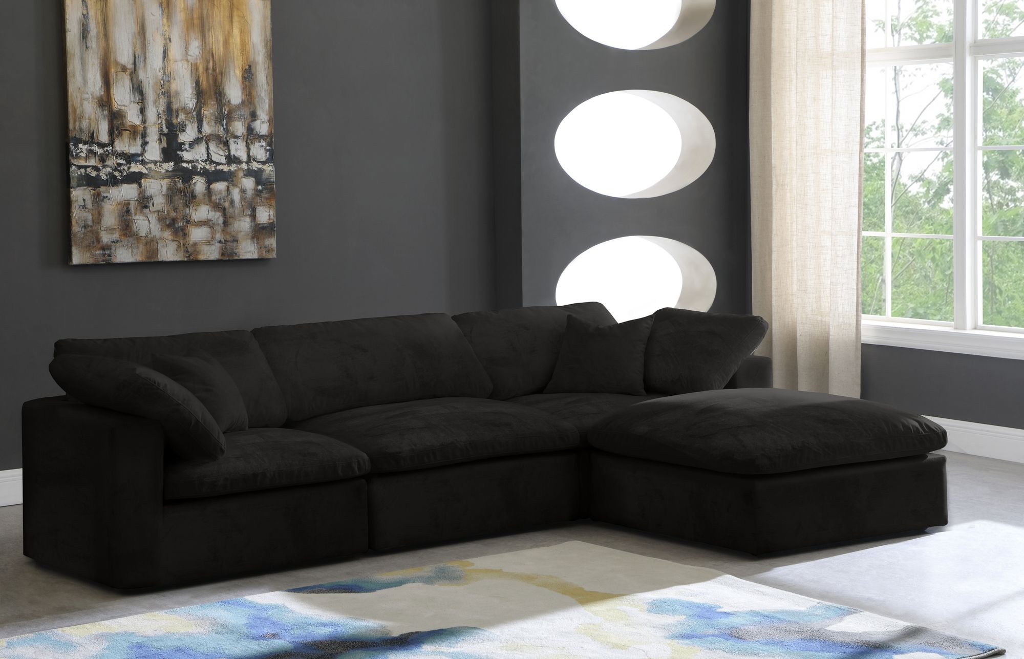 Cozy 119" 4-Piece Velvet Comfort Modular Sectional