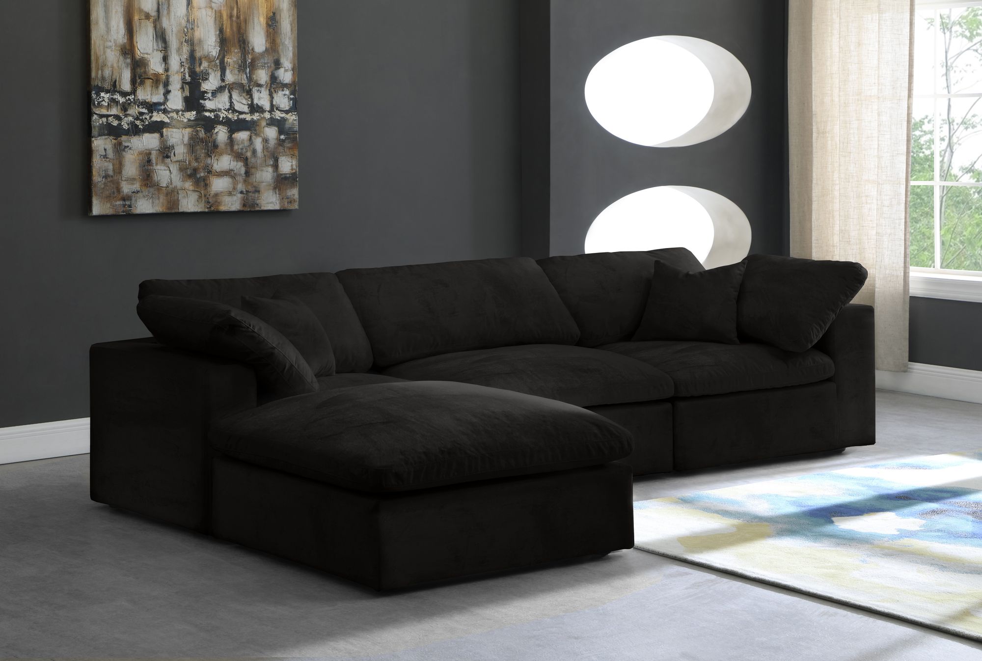 Cozy 119" 4-Piece Velvet Comfort Modular Sectional