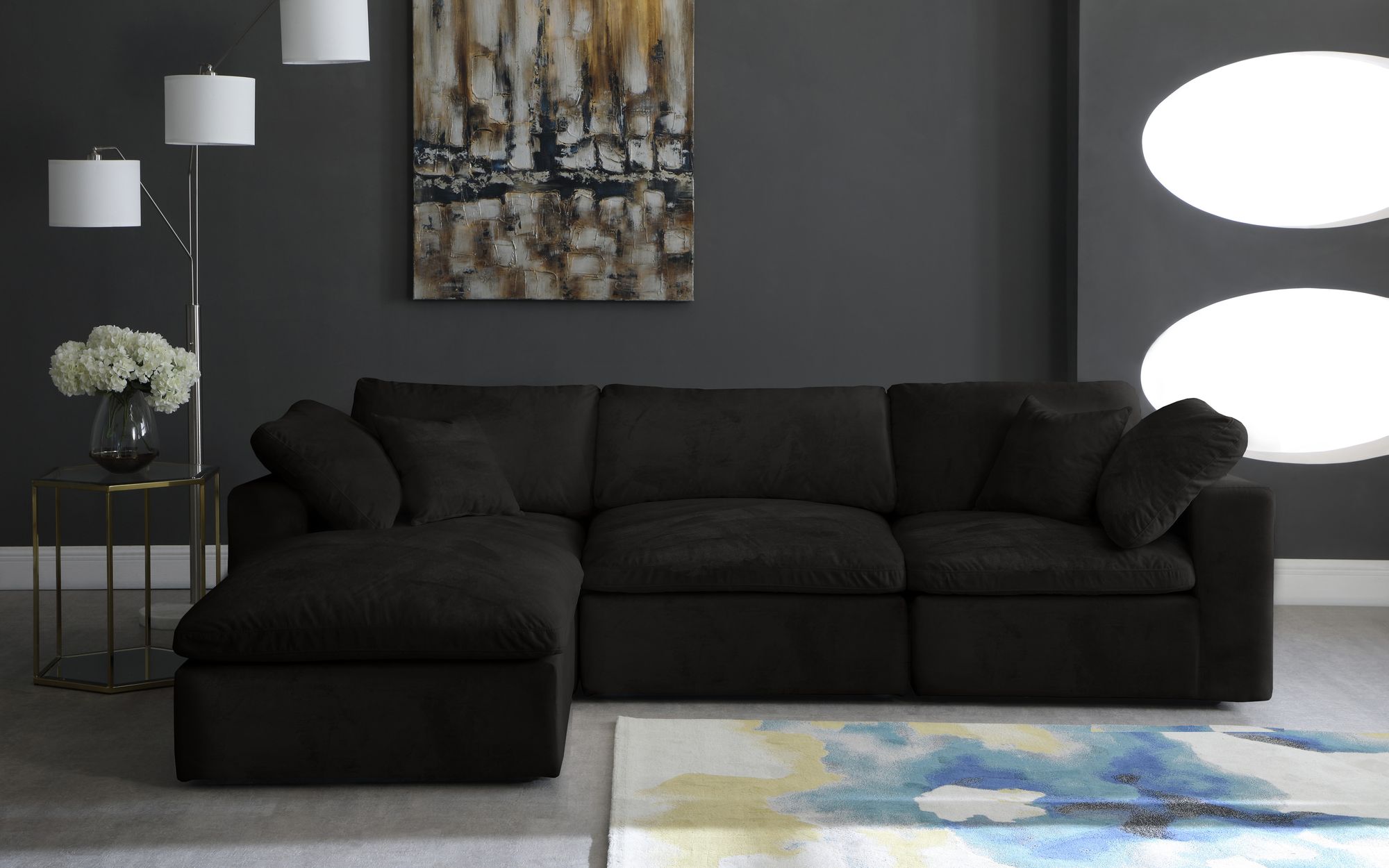Cozy 119" 4-Piece Velvet Comfort Modular Sectional