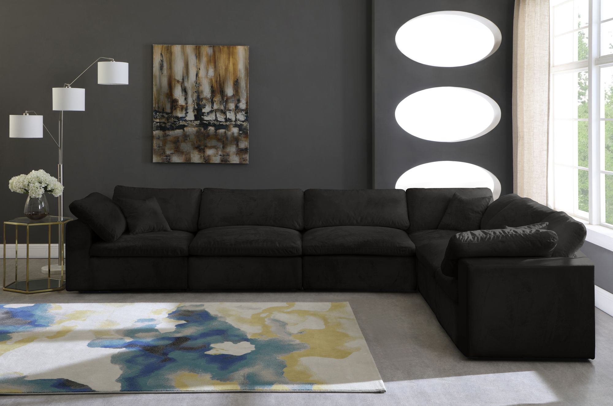 Cozy 158" 6-Piece Velvet Comfort Modular Sectional
