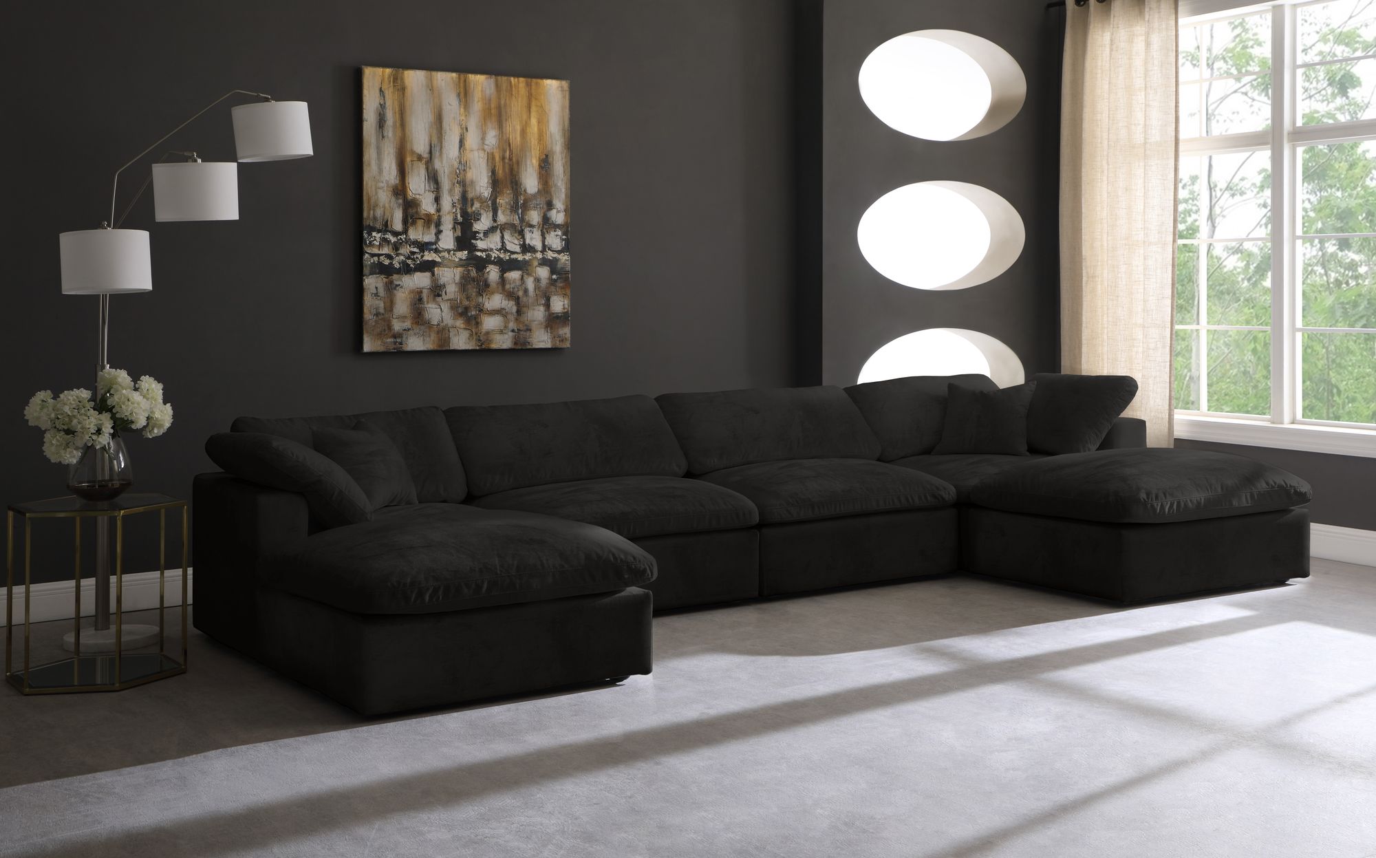 Cozy 158" 6-Piece Velvet Comfort Modular U-Shape Sectional