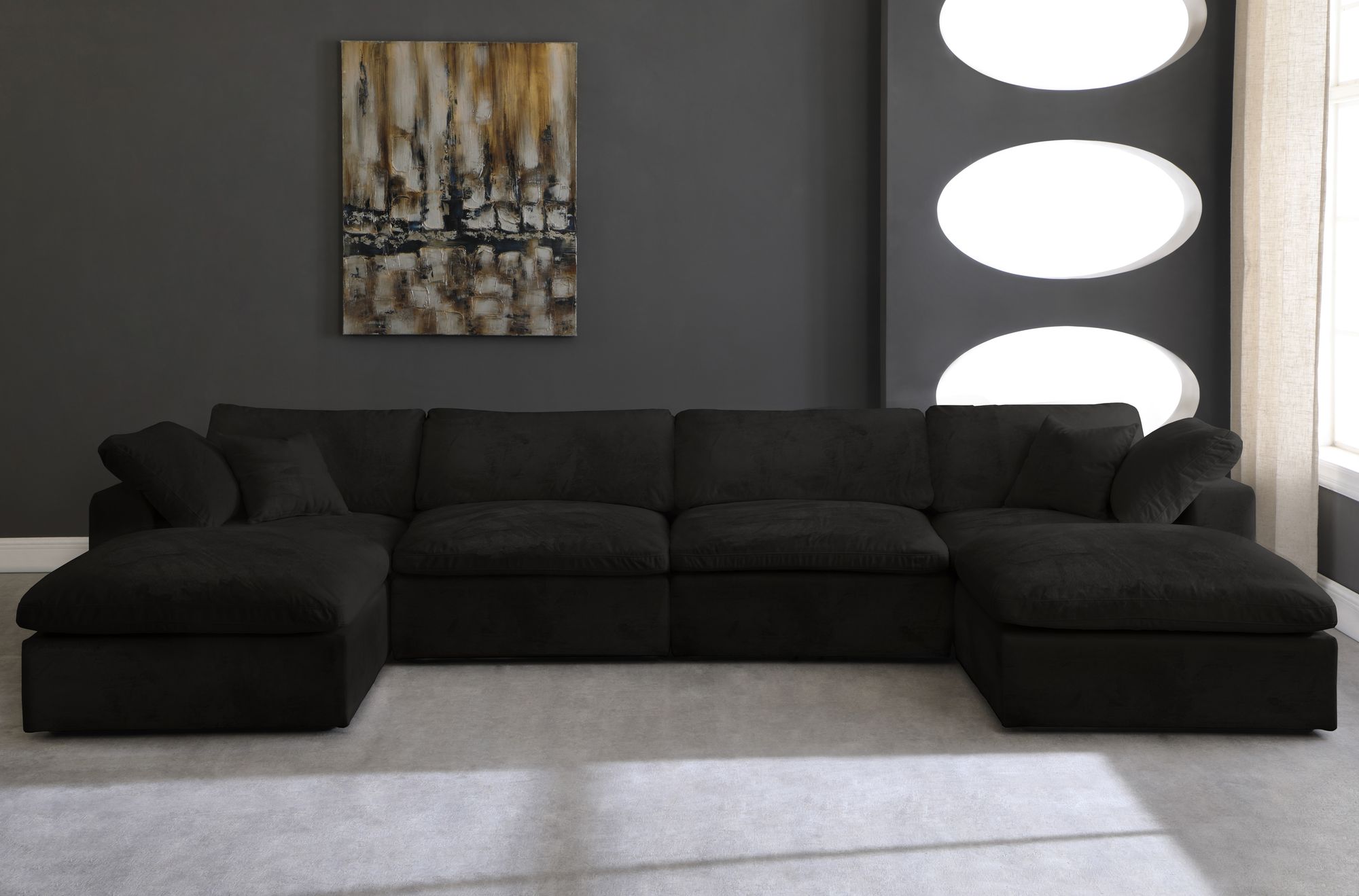 Cozy 158" 6-Piece Velvet Comfort Modular U-Shape Sectional