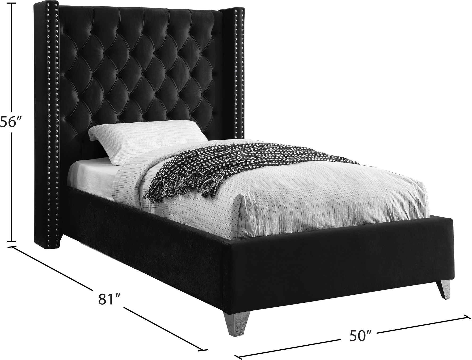 Aiden Velvet Twin Size Bed