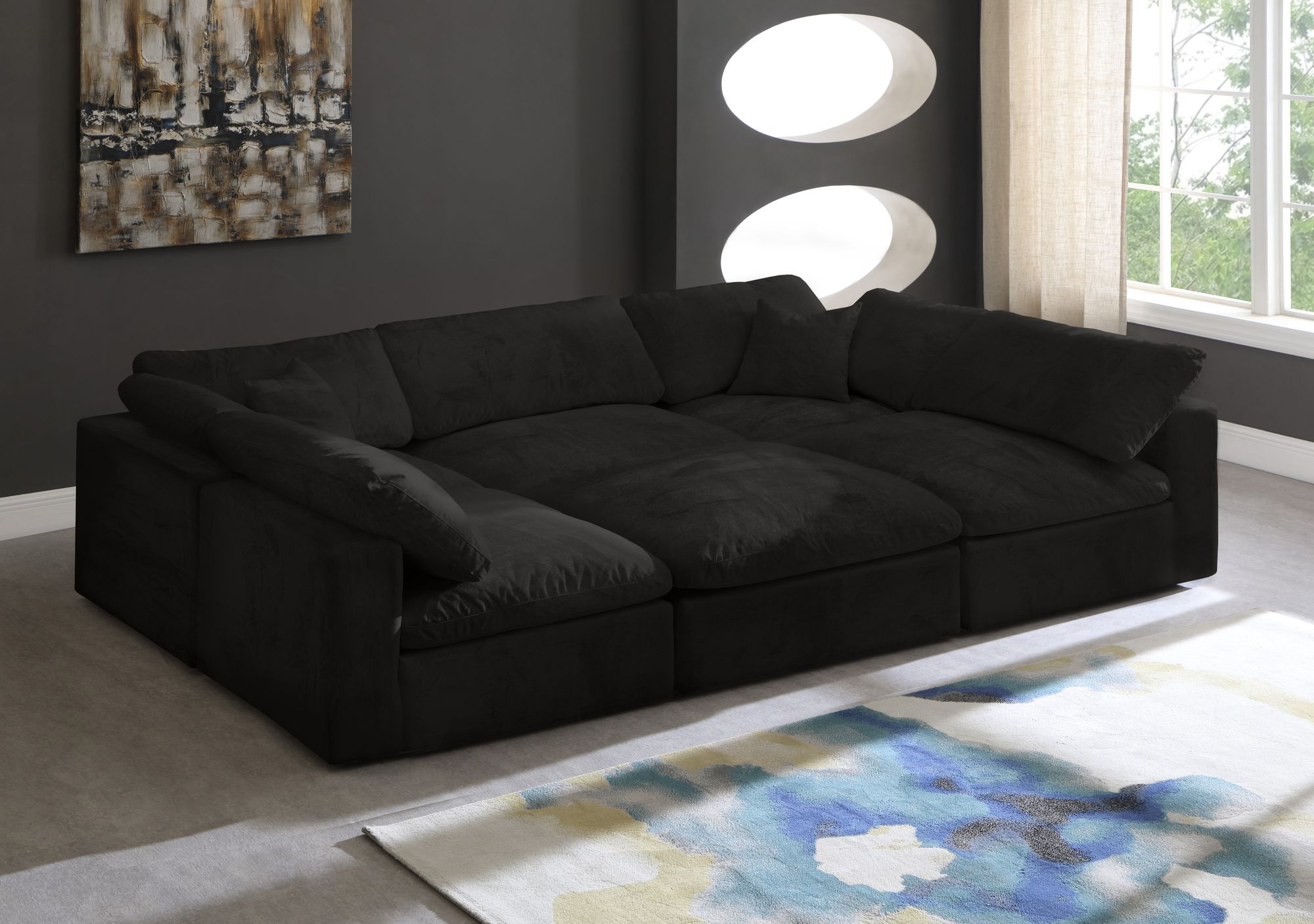 Cozy 119" 6-Piece Velvet Comfort Modular Sectional