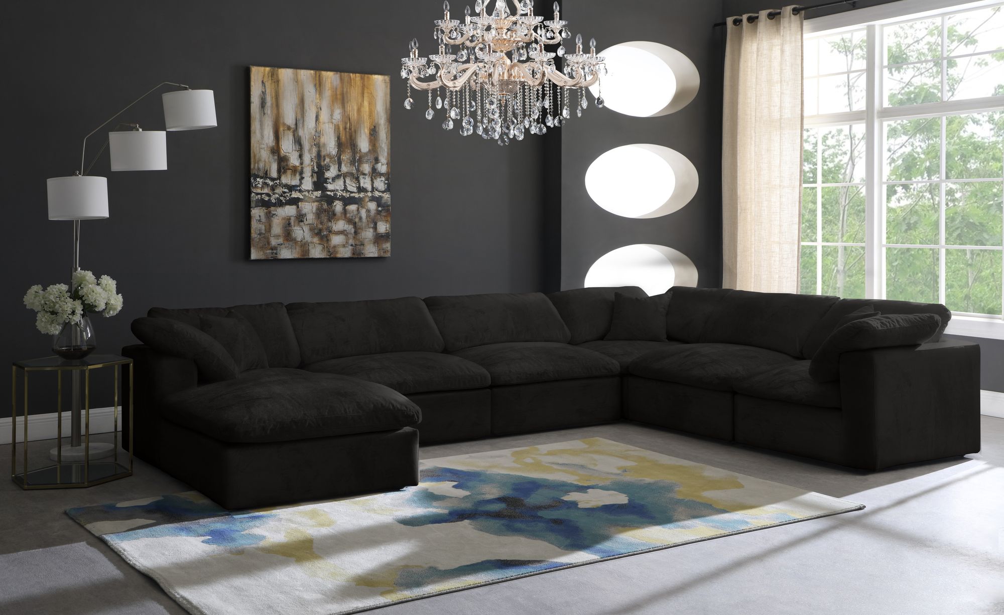Cozy 158" 7-Piece Velvet Comfort Modular Sectional