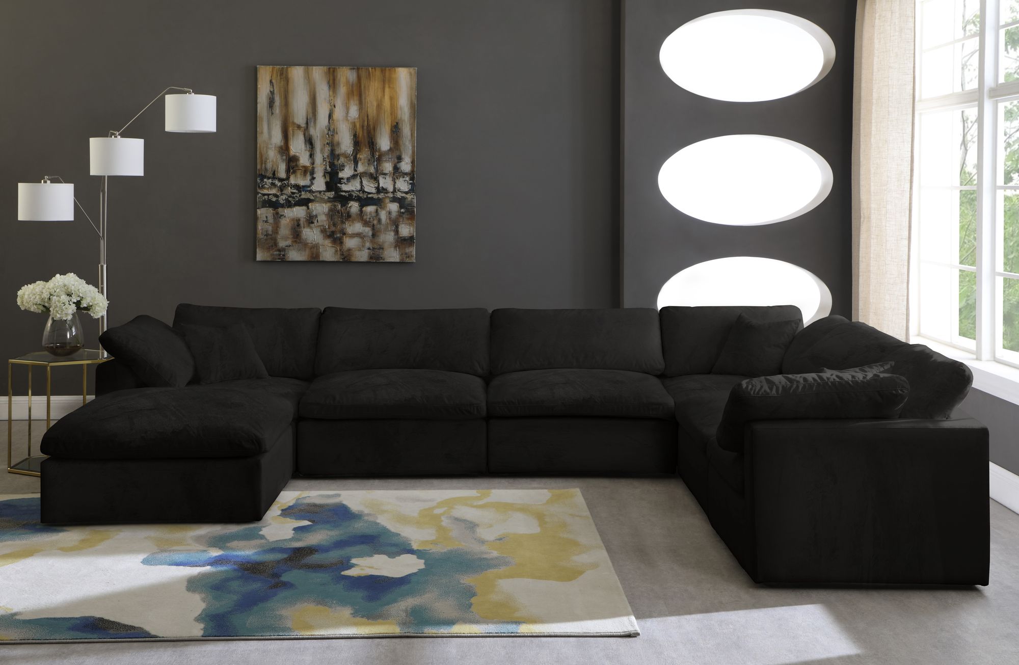 Cozy 158" 7-Piece Velvet Comfort Modular Sectional