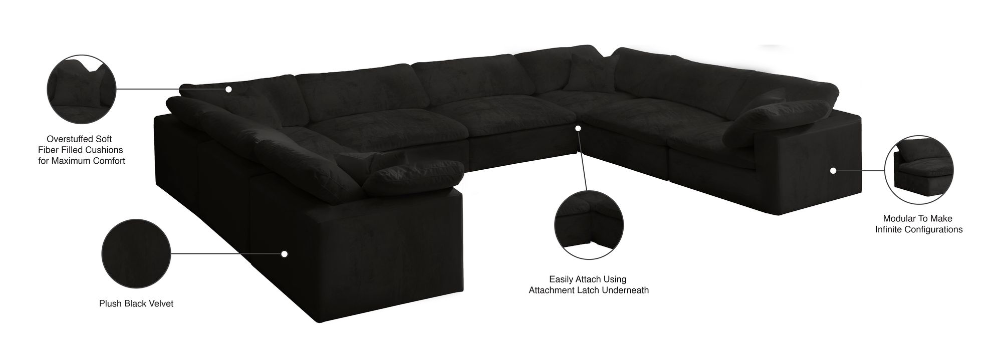 Cozy 158" 8-Piece Velvet Comfort Modular Sectional