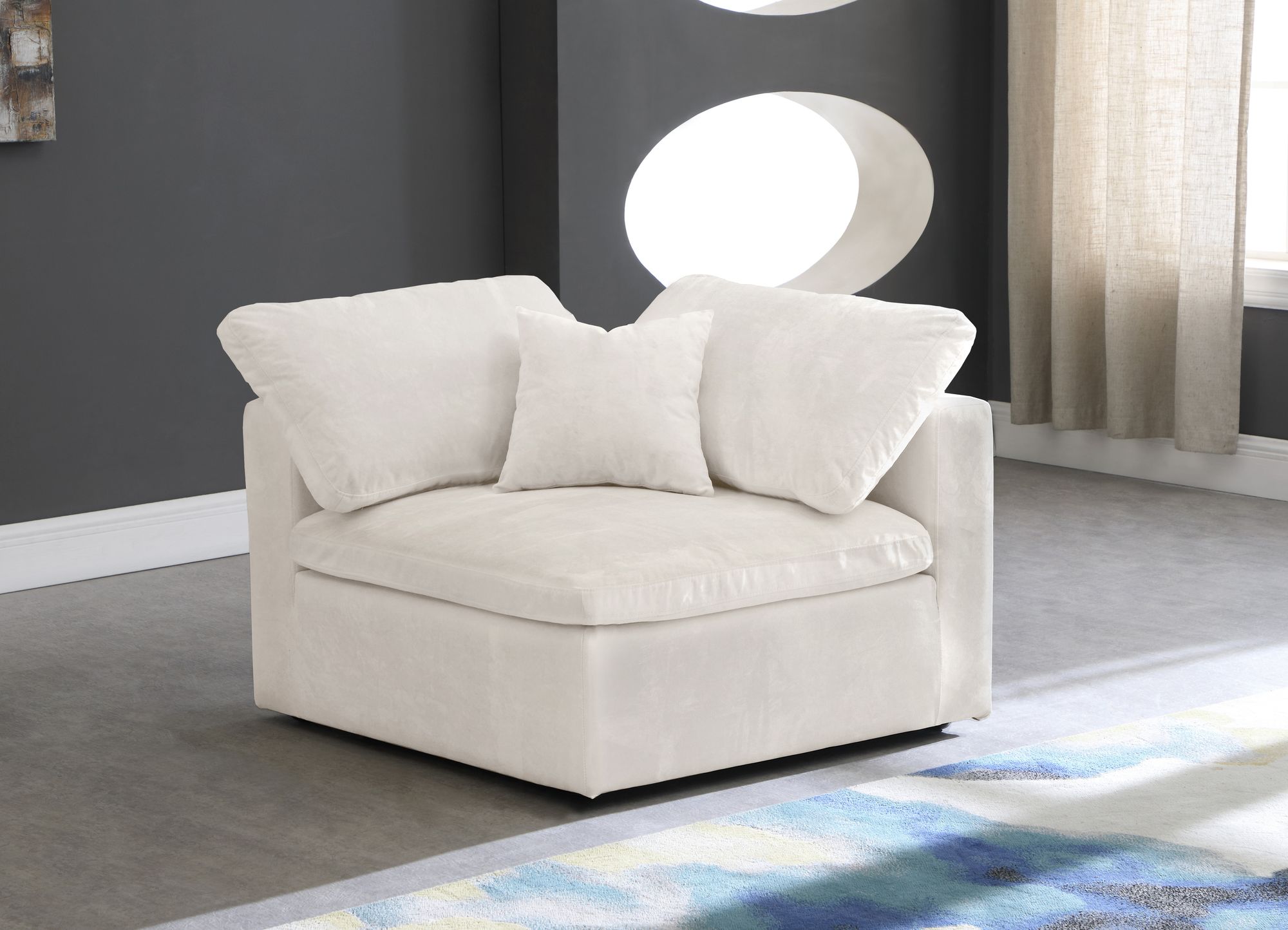 Cozy Velvet Modular Fiber Filled Comfort Overstuffed Corner Chair