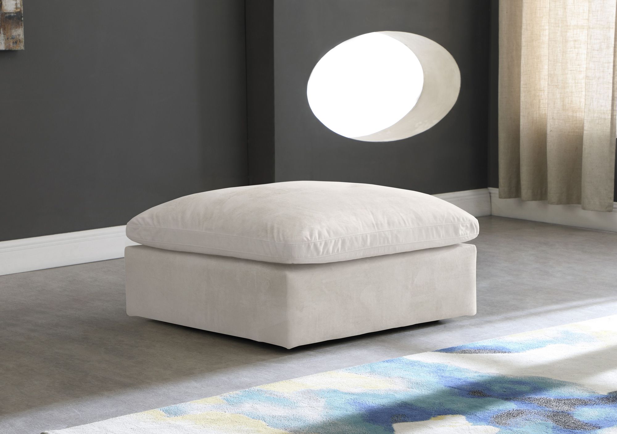 Cozy Velvet Modular Fiber Filled Comfort Overstuffed Ottoman