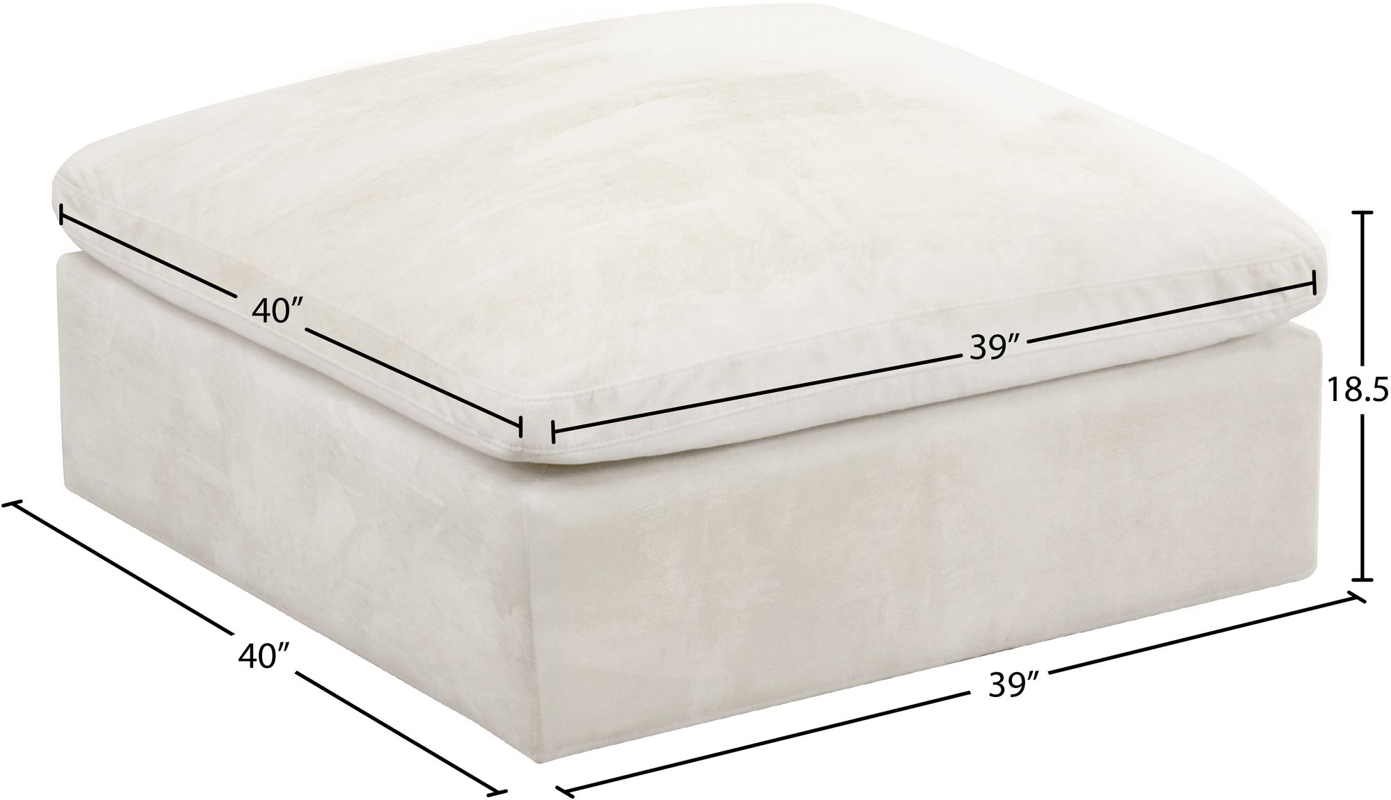 Cozy Velvet Modular Fiber Filled Comfort Overstuffed Ottoman