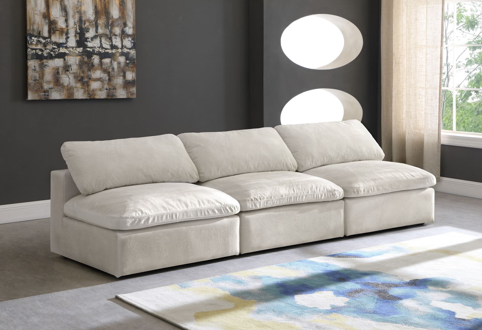 Cozy 117" Armless Velvet Comfort Modular Sofa