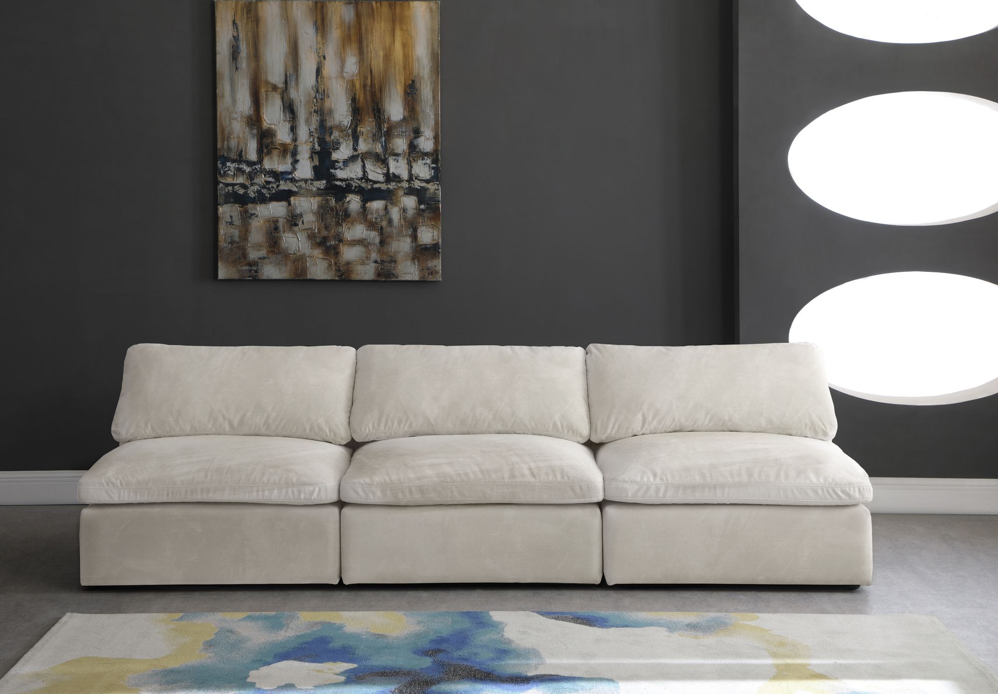Cozy 117" Armless Velvet Comfort Modular Sofa