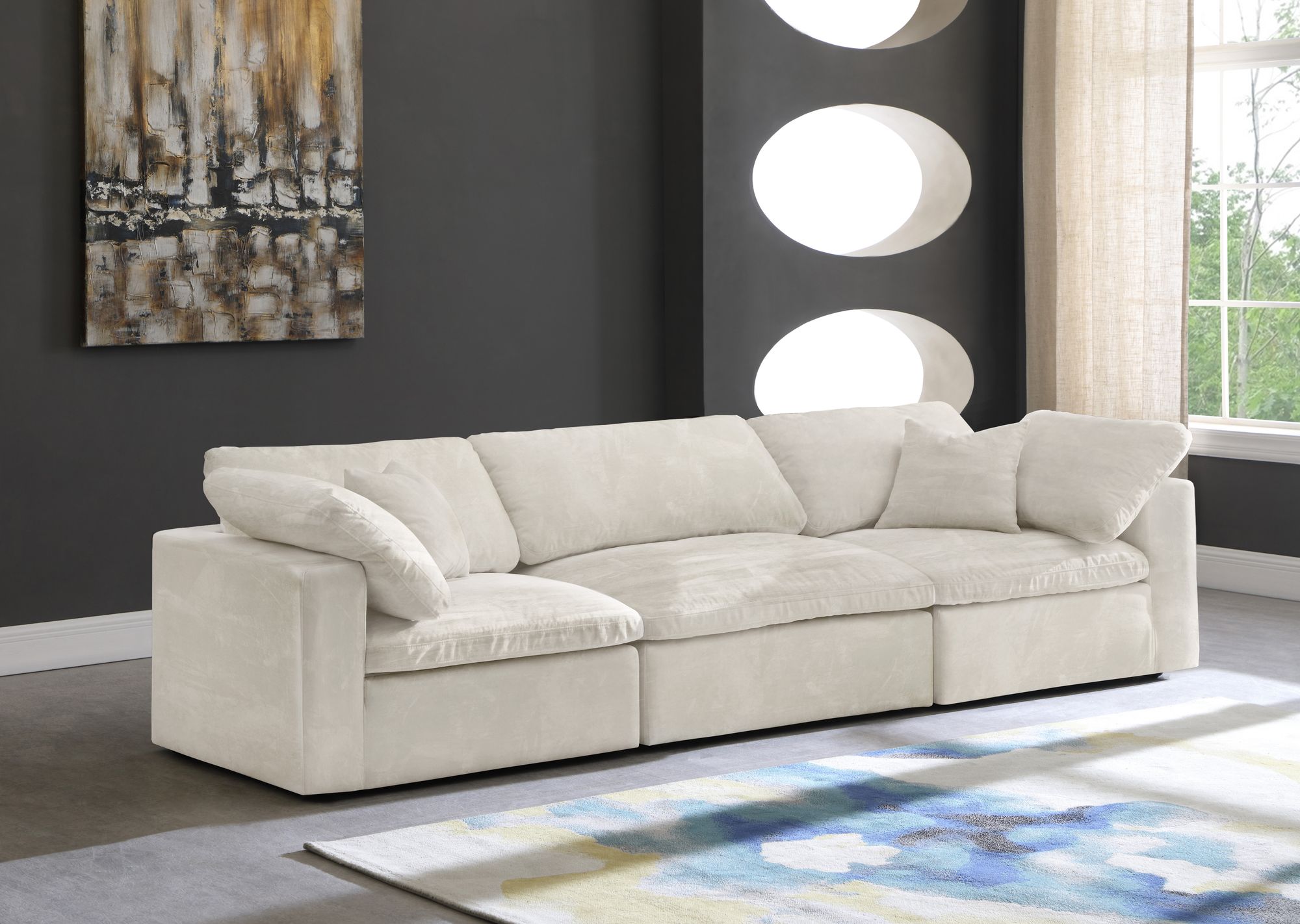 Cozy 119" Velvet Comfort Modular Sofa