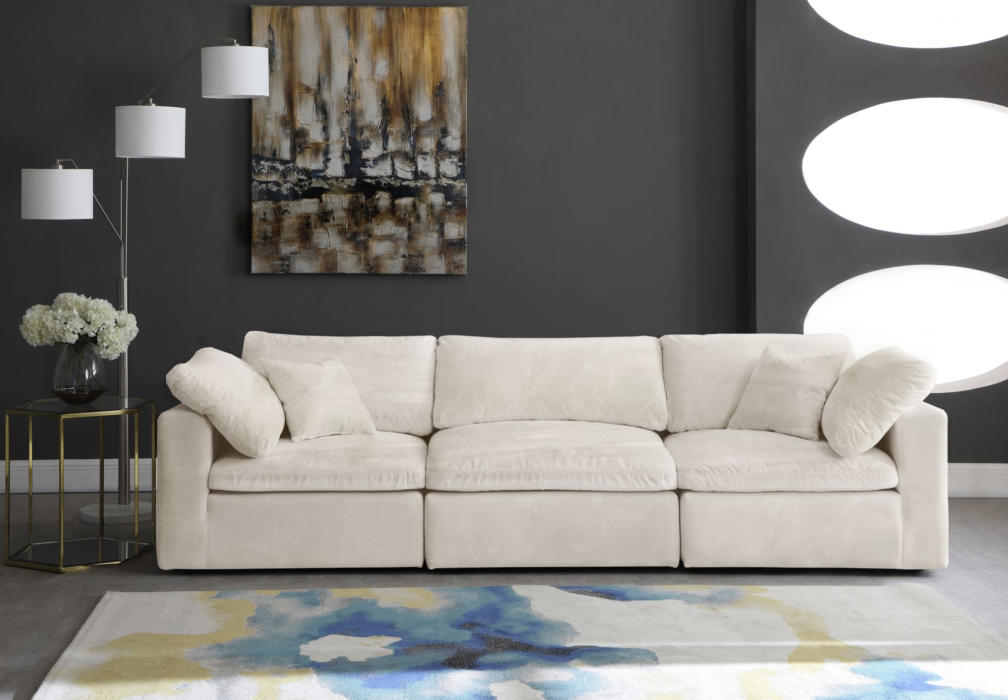 Cozy 119" Velvet Comfort Modular Sofa