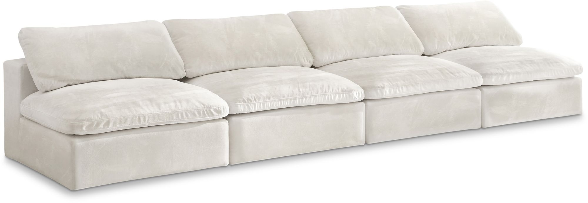 Cozy 156" Armless Velvet Comfort Modular Sofa
