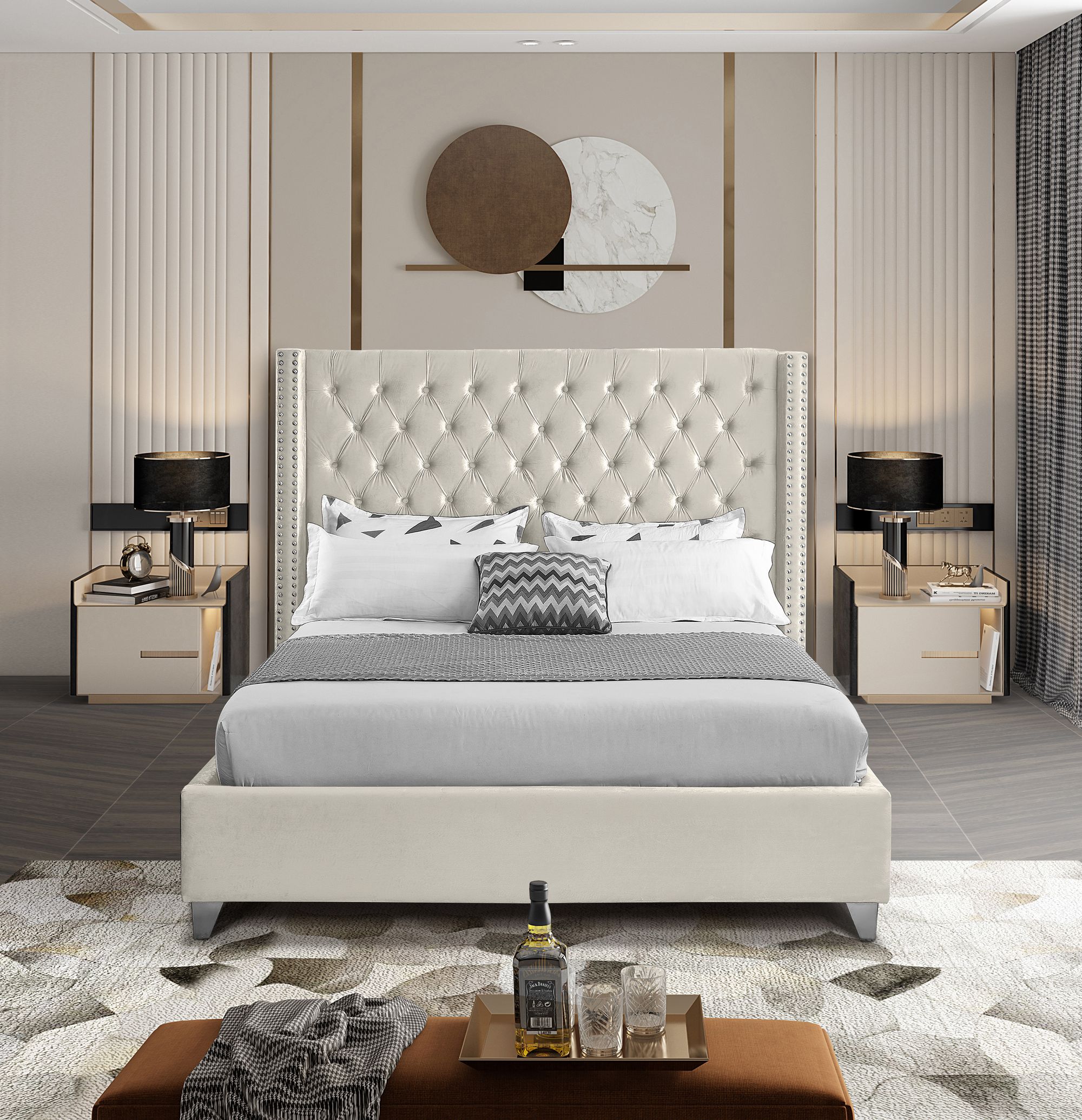 Aiden Velvet Full Size Bed