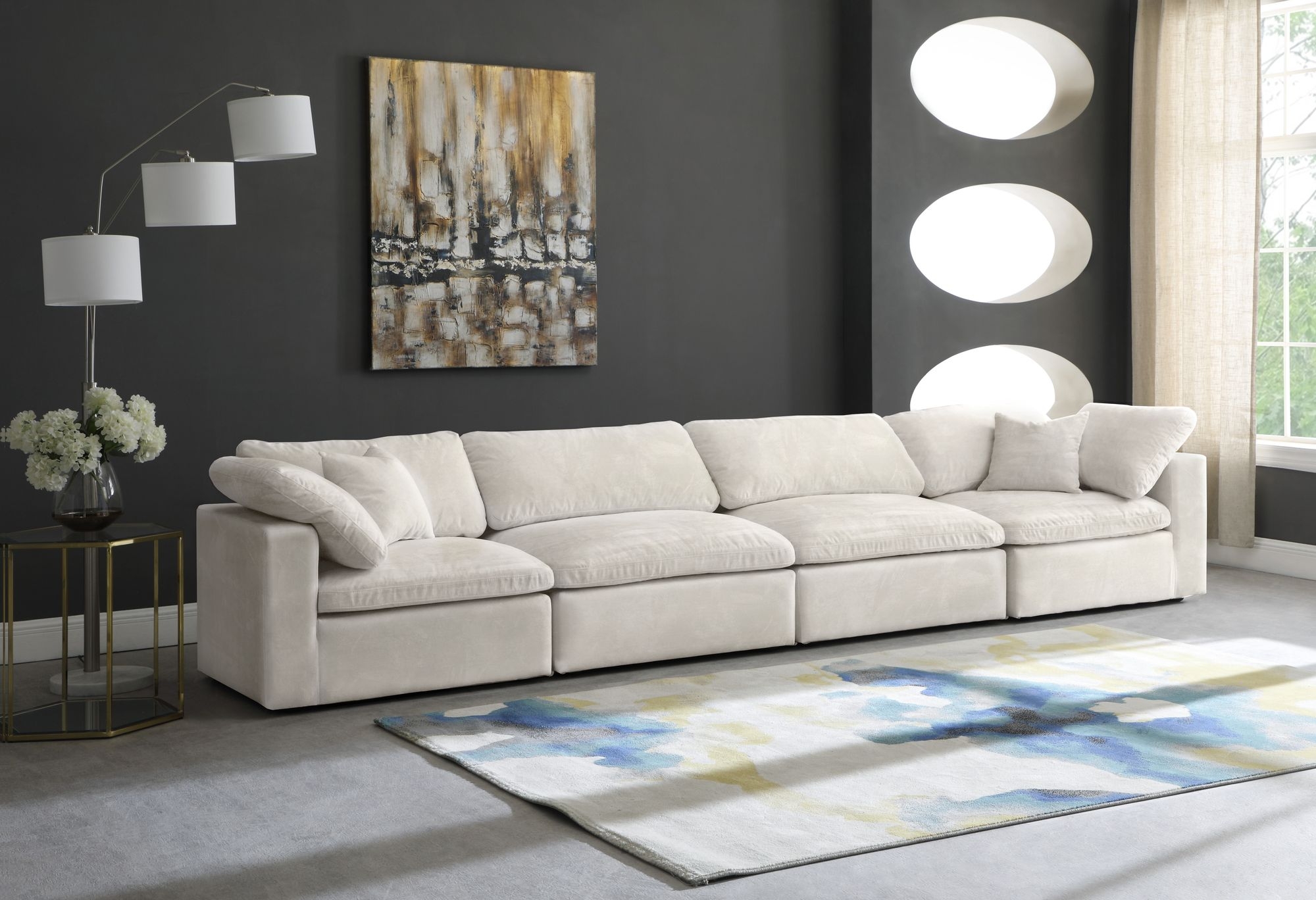 Cozy 158" Velvet Comfort Modular Sofa