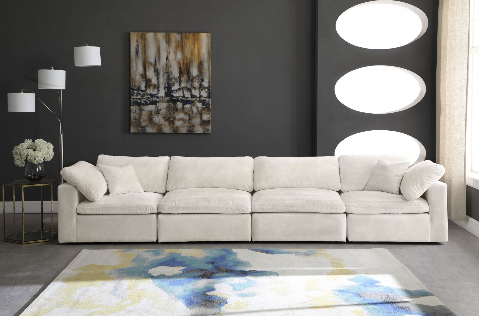 Cozy 158" Velvet Comfort Modular Sofa