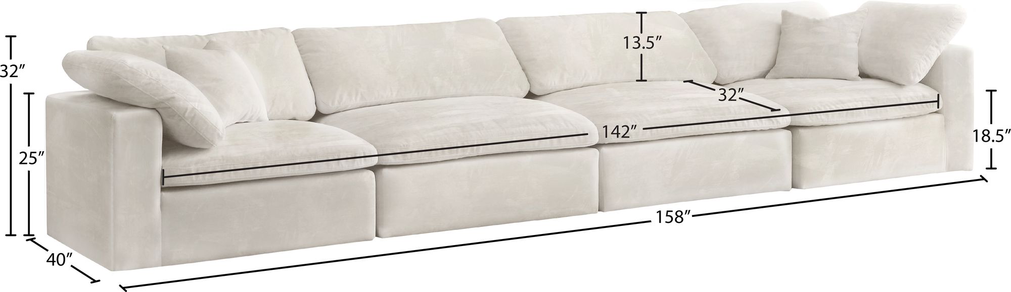 Cozy 158" Velvet Comfort Modular Sofa