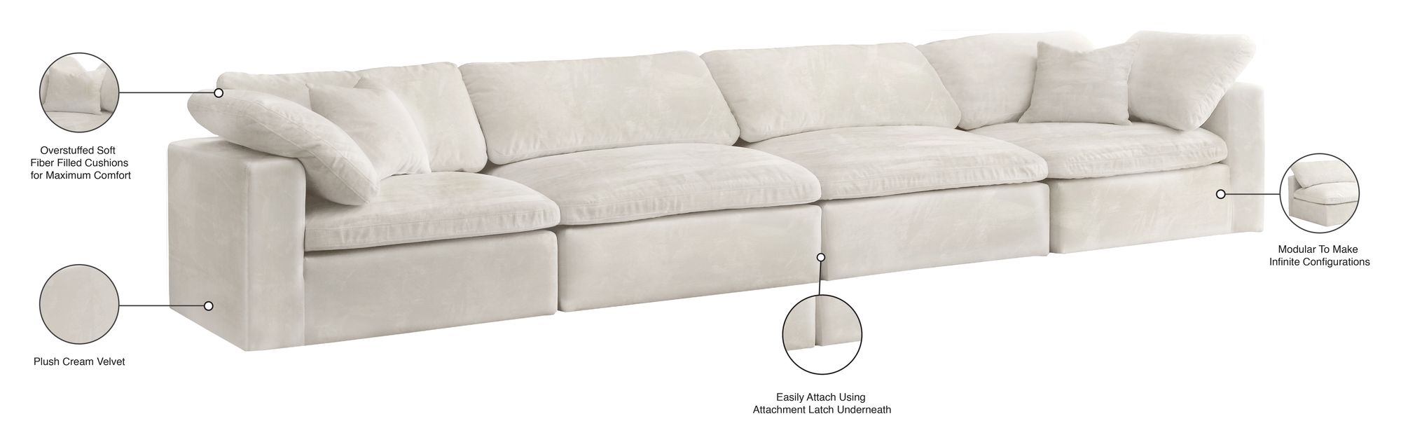 Cozy 158" Velvet Comfort Modular Sofa