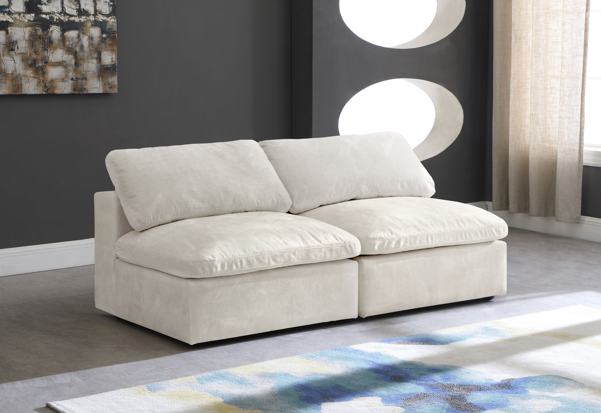Cozy 78" Armless Velvet Comfort Modular Sofa