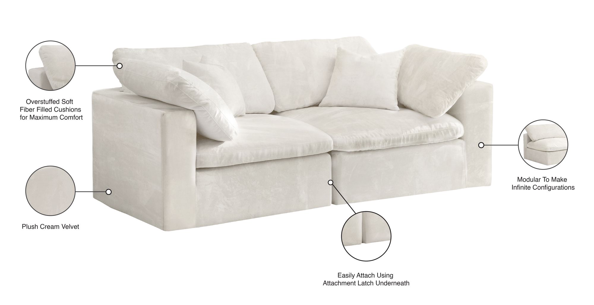 Cozy 80" Velvet Comfort Modular Sofa