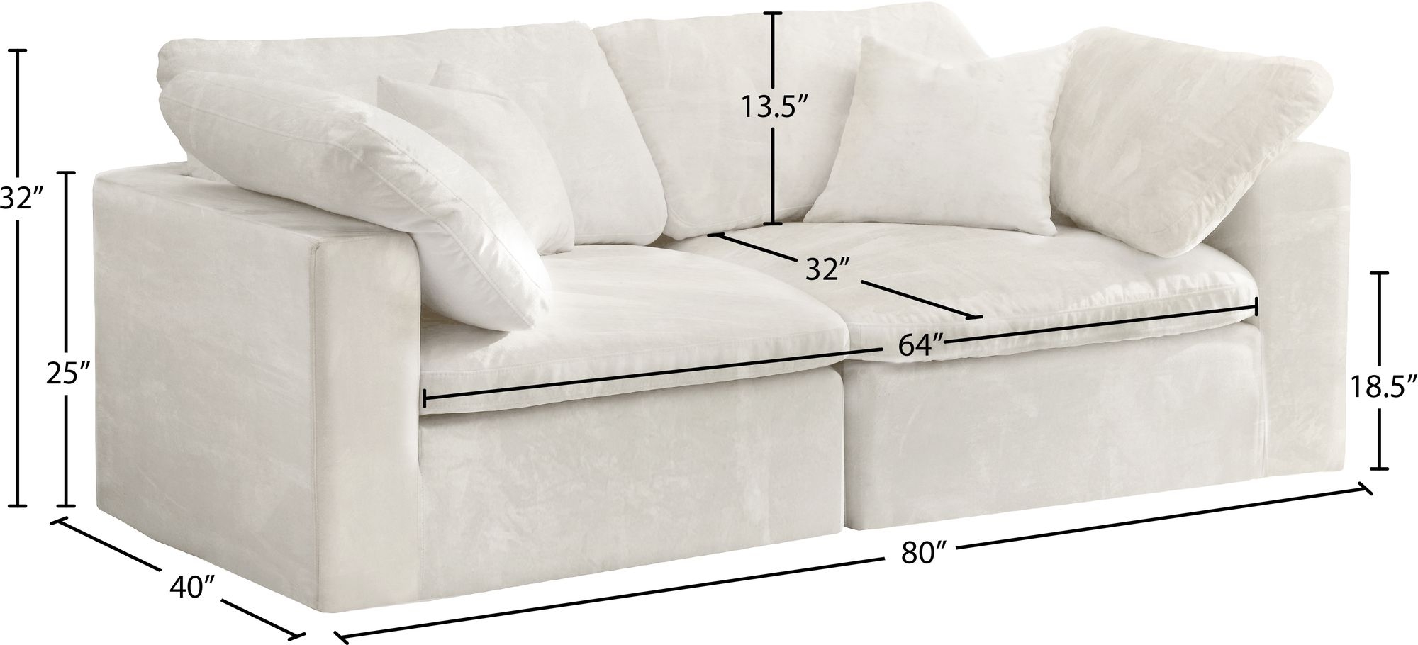 Cozy 80" Velvet Comfort Modular Sofa
