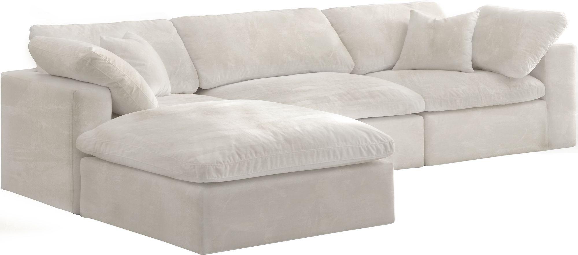Cozy 119" 4-Piece Velvet Comfort Modular Sectional