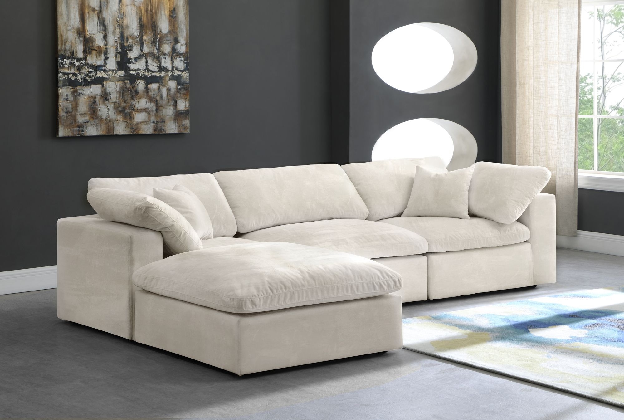 Cozy 119" 4-Piece Velvet Comfort Modular Sectional