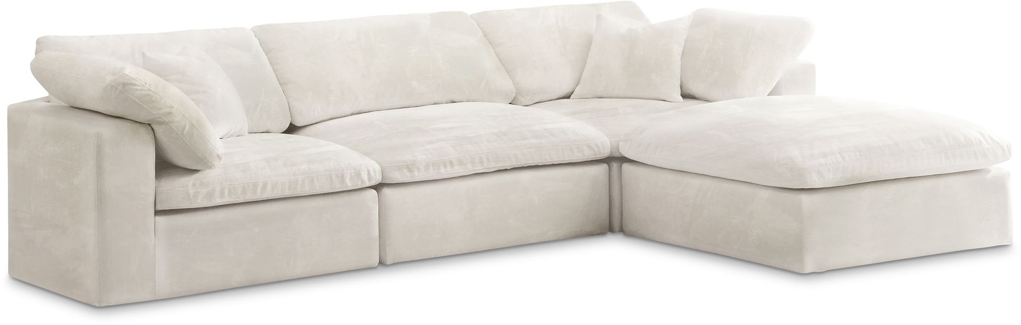 Cozy 119" 4-Piece Velvet Comfort Modular Sectional