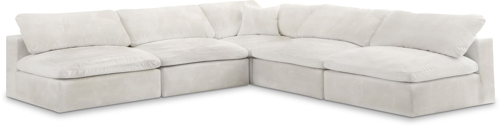 Cozy 118" 5-Piece Velvet Comfort Modular Armless Sectional