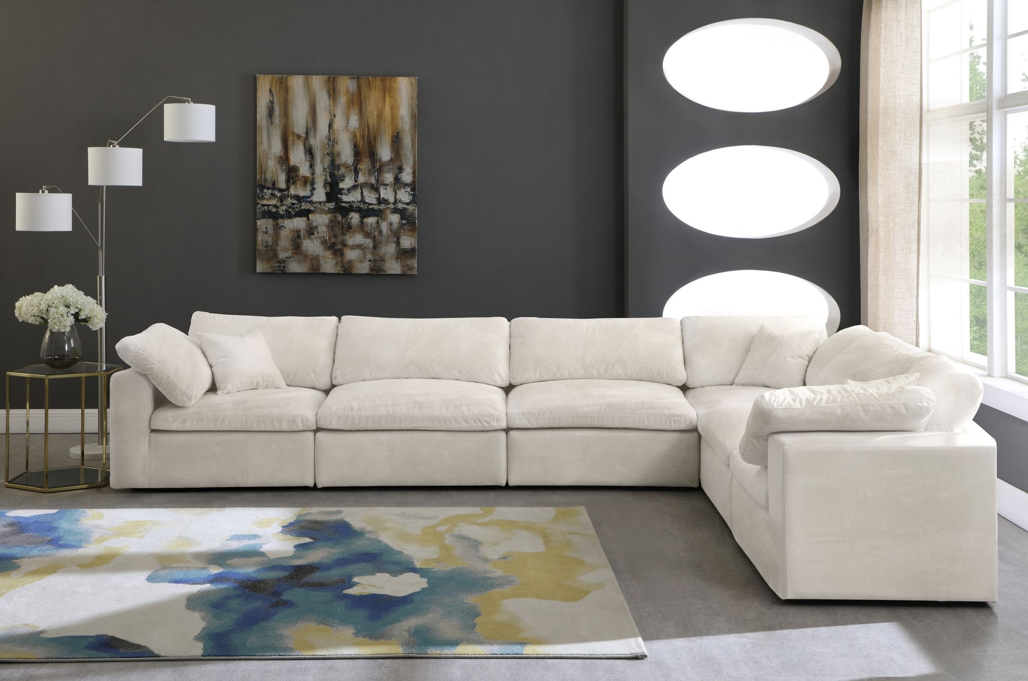 Cozy 158" 6-Piece Velvet Comfort Modular Sectional