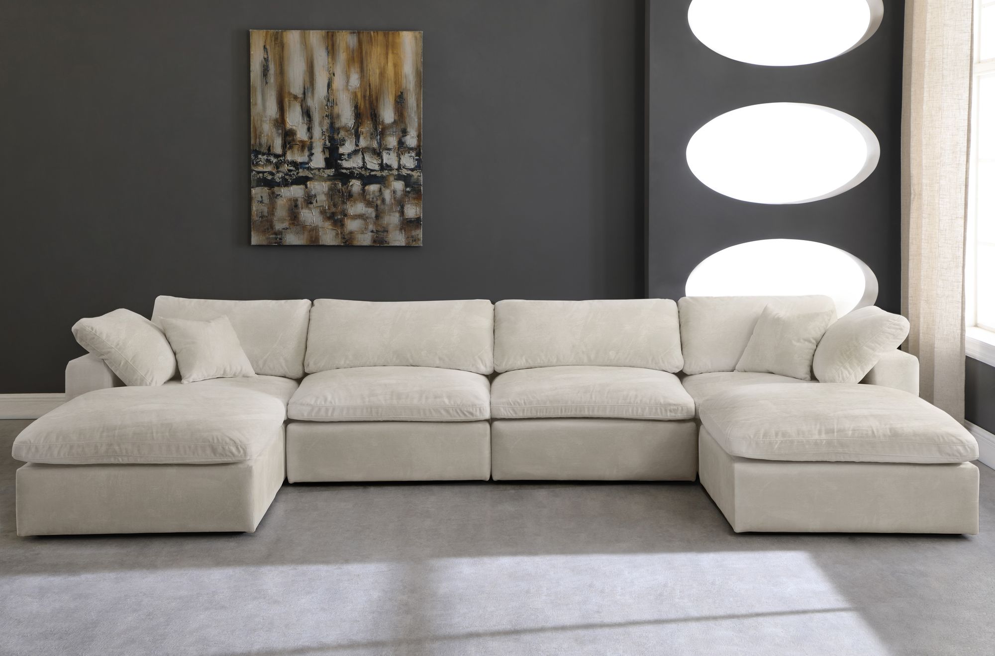 Cozy 158" 6-Piece Velvet Comfort Modular U-Shape Sectional