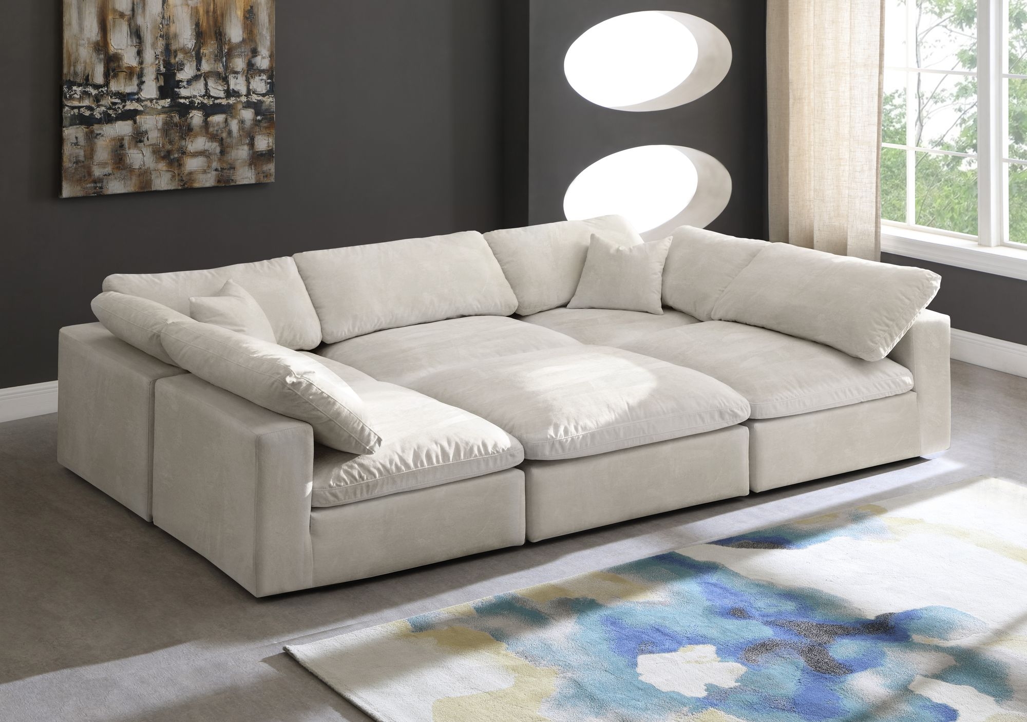 Cozy 119" 6-Piece Velvet Comfort Modular Sectional