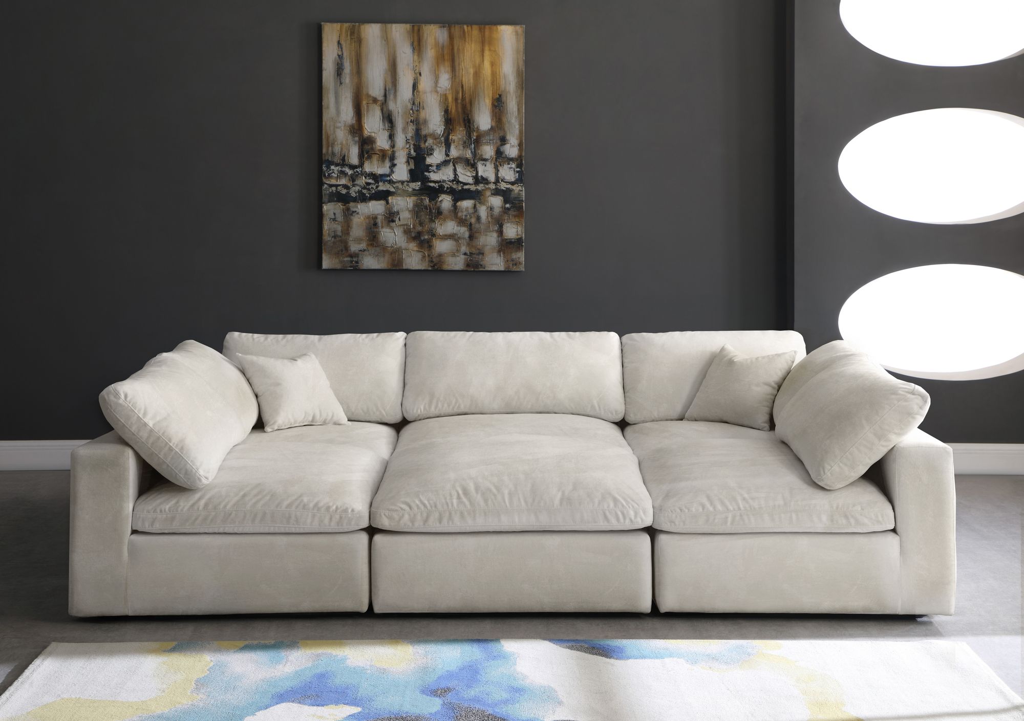 Cozy 119" 6-Piece Velvet Comfort Modular Sectional