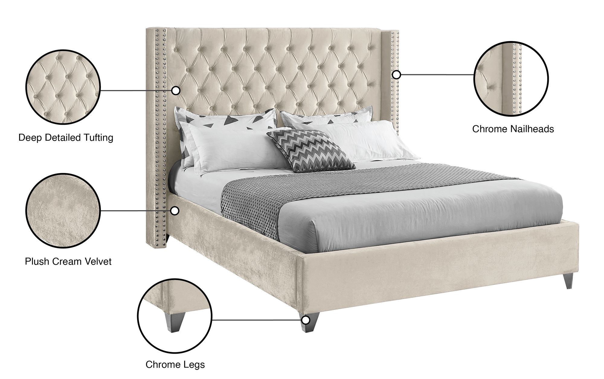 Aiden Velvet Full Size Bed