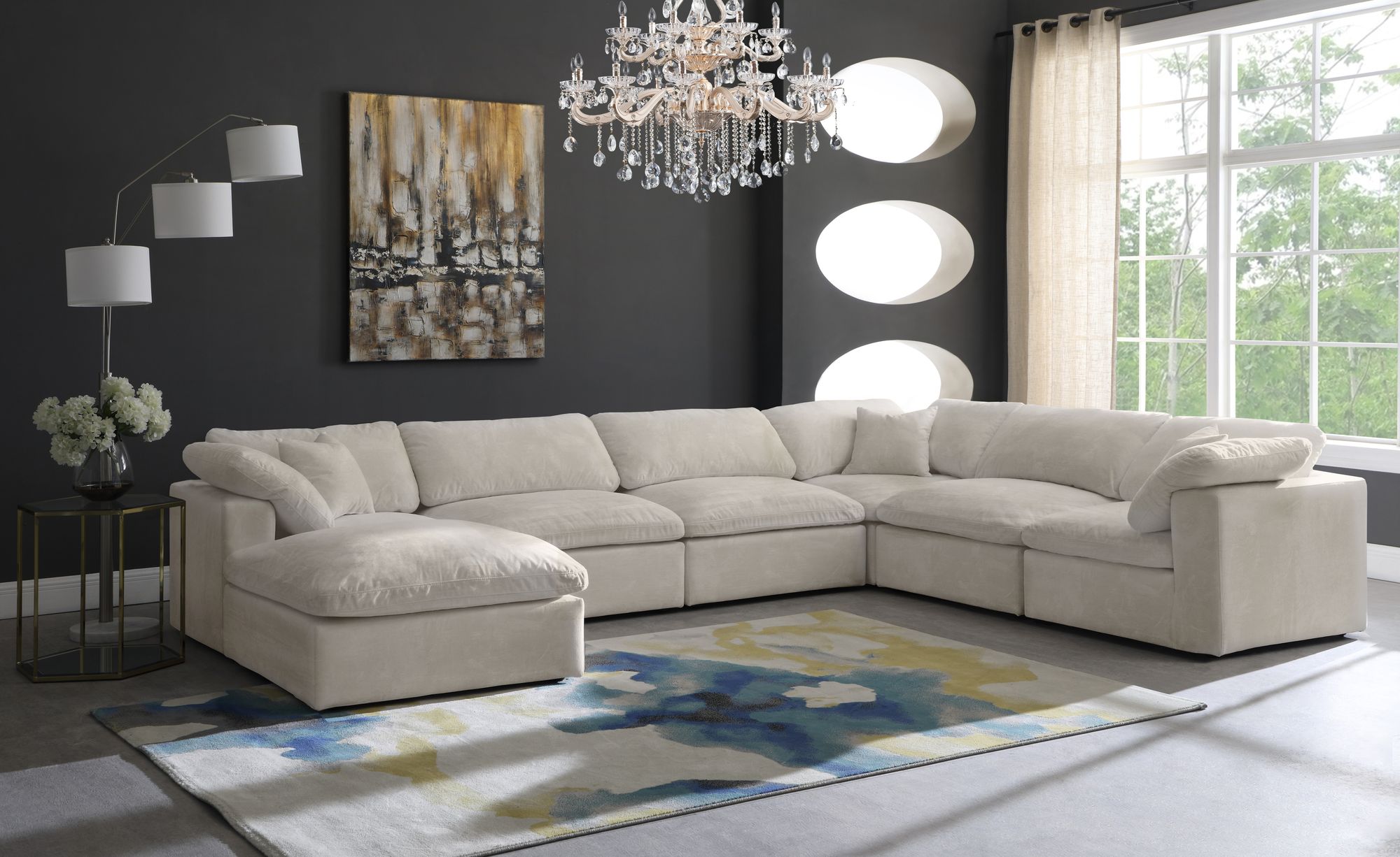 Cozy 158" 7-Piece Velvet Comfort Modular Sectional