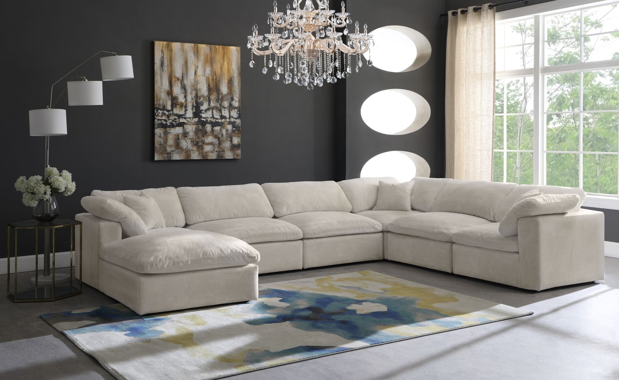 Cozy 158" 7-Piece Velvet Comfort Modular Sectional
