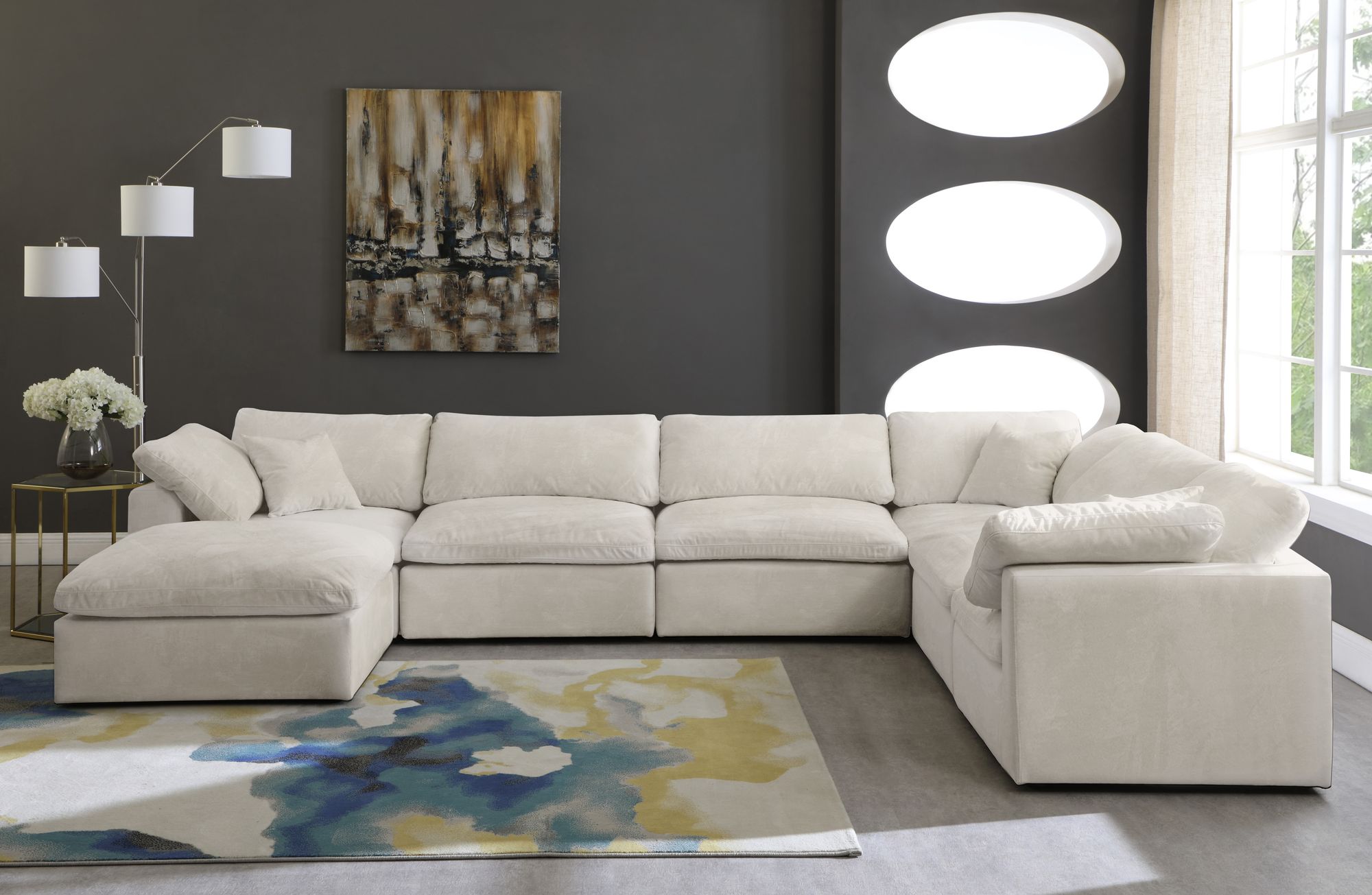 Cozy 158" 7-Piece Velvet Comfort Modular Sectional