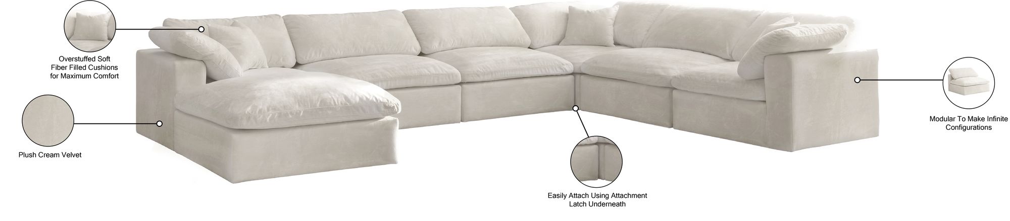 Cozy 158" 7-Piece Velvet Comfort Modular Sectional