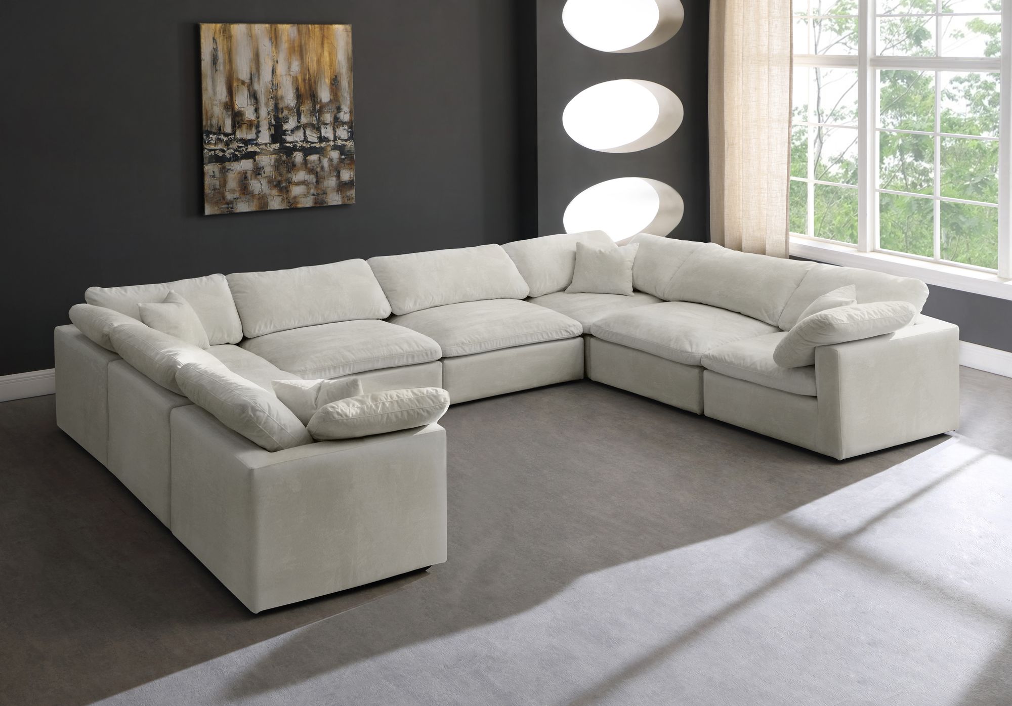 Cozy 158" 8-Piece Velvet Comfort Modular Sectional