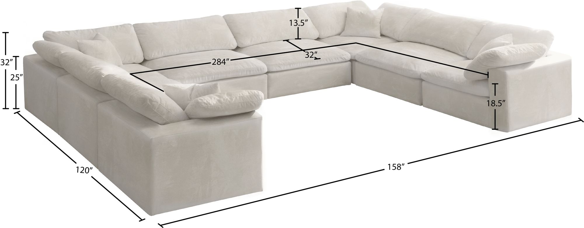 Cozy 158" 8-Piece Velvet Comfort Modular Sectional