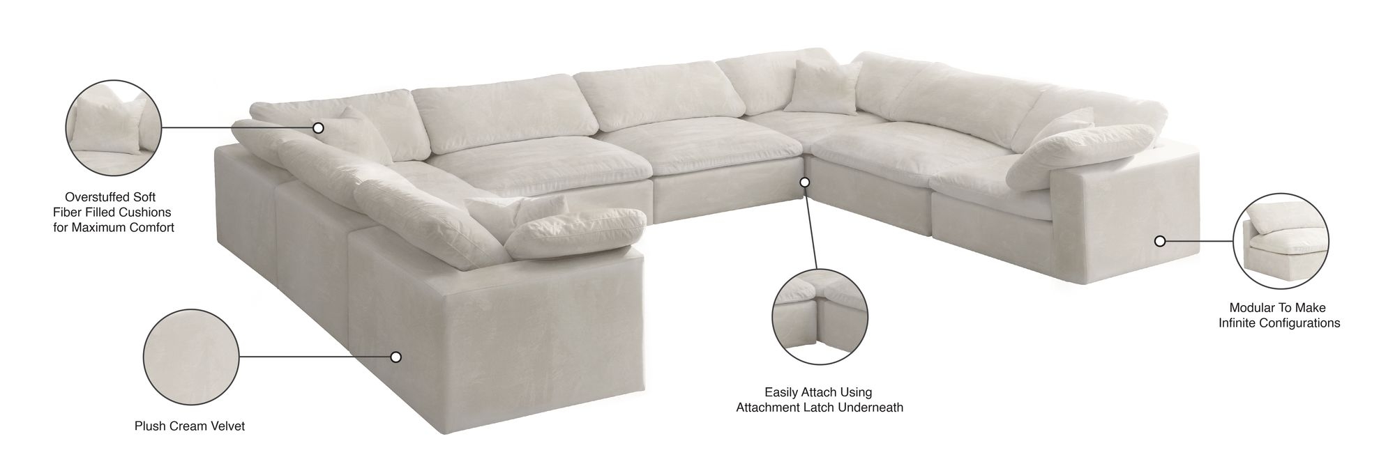 Cozy 158" 8-Piece Velvet Comfort Modular Sectional
