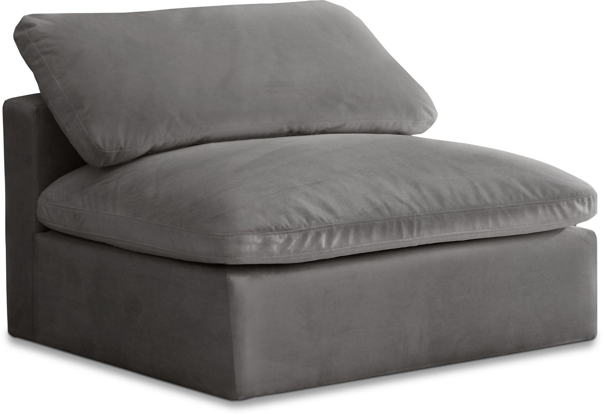 Cozy Velvet Modular Fiber Filled Comfort Overstuffed Armless Chair